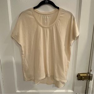 Pact short sleeve tee, S, cream/tan, GUC